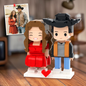 Three-person personalised brick figure group set - bespoke mini block toys personalised from photos, perfect family keepsake gift