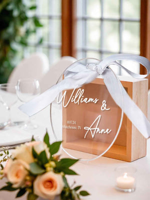 Custom Name Acrylic Ring Holder – Unique Wedding Gift