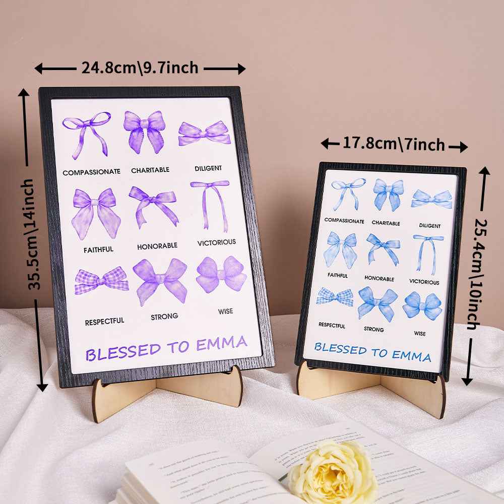 Personalized Bow Wooden Plaque with Biblical Text Birthday Gift for Her