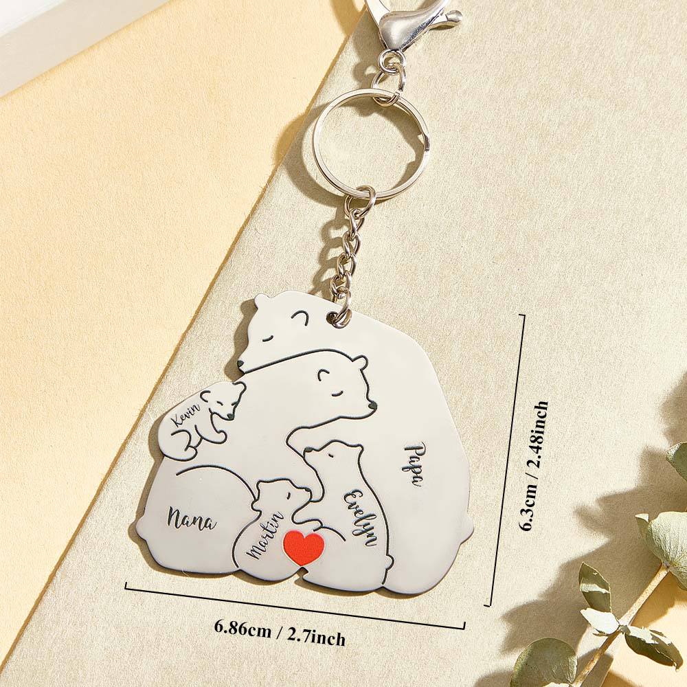 Hands holding personalised engraved Papa & Mama bear keyring to show scale and finish