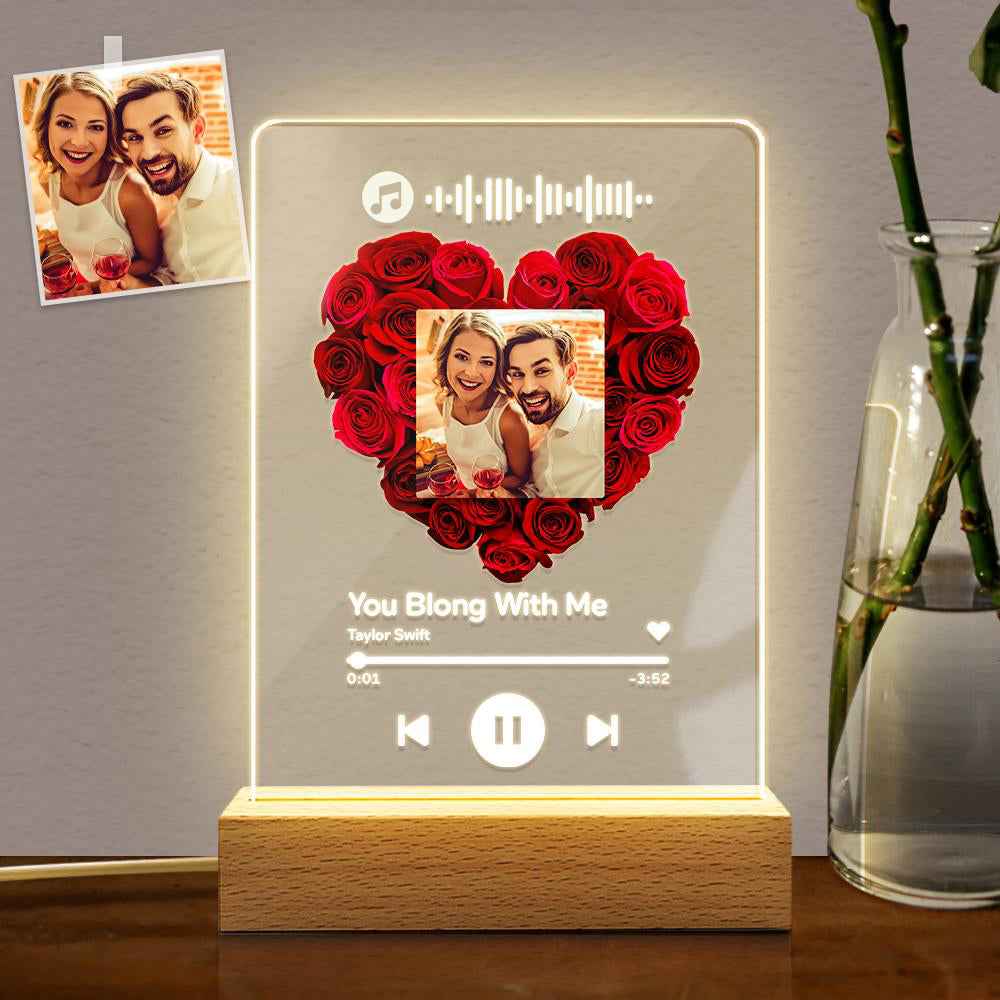 Custom Rose Plauqe  Personalized Night Light Romantic & Sentimental Birthday Gifts For Boyfriend