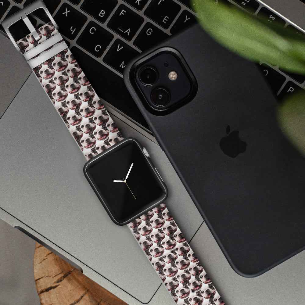 Custom Apple Watch Band with Pet Face - Personalised Silicone Funny Gift