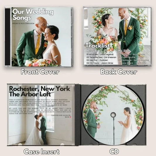 Personalised Mixtape CD presented in a full‑colour custom jewel case — custom CD album (5 or 16 songs), perfect Valentine's, anniversary or wedding gift