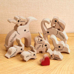 Holz-familien-elefant-puzzle Mit Individuellen Namen, Heimdekoration, Einweihungsgeschenke