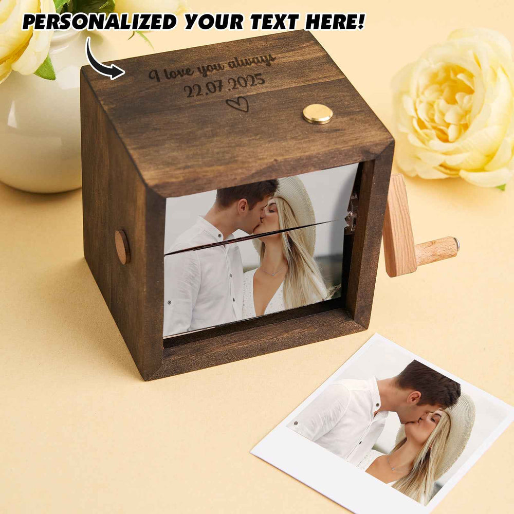 Custom Text & Photo Personalized Music Flipbook Frame Animation Machine Hand-cranked Flipbook Box Photo Album with Light Anniversary Gifts