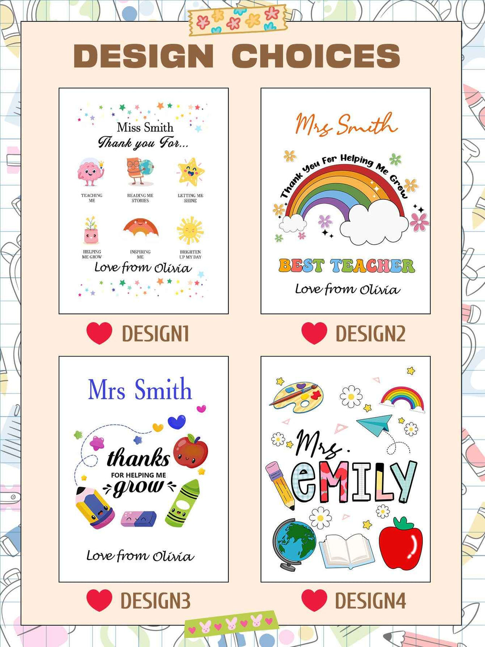 Custom Name Back to School Transparent Night Light Decor White Light Teacher's Day Gift