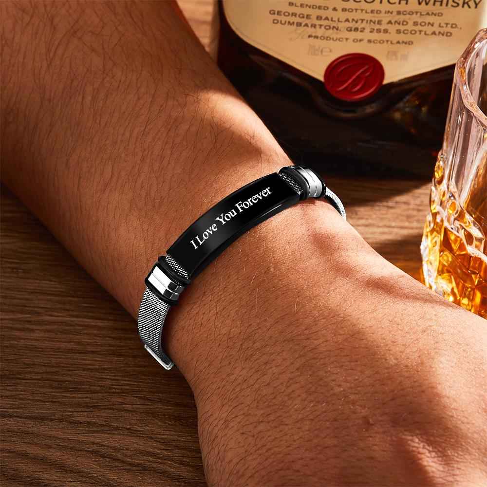 Personalized Engraved Text Black Bracelet
