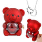 Personalised Eternal Rose Bear Jewellery Set — engraved titanium steel necklace paired with a red rose bear keepsake, perfect wedding gift for her