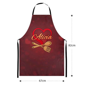 Custom Name Apron Personalized Heart Kitchen Apron