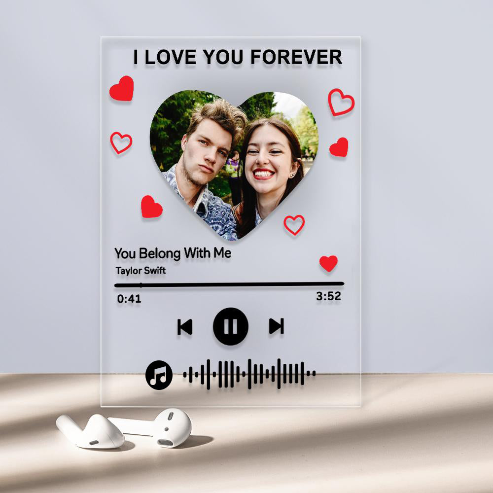 Personalised 'I Am In Love' Music Code Plaque - Custom Acrylic Photo Panel with Scannable Music