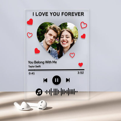 Personalised 'I Am In Love' Music Code Plaque - Custom Acrylic Photo Panel with Scannable Music