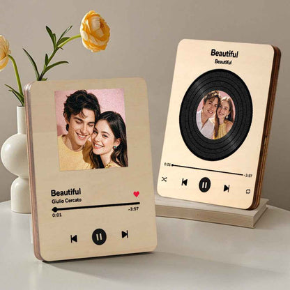 Wooden Music Record Player with Photo Wedding Anniversary Gifts