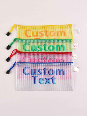 Personalized Wedding Stationery Zipper Bag - Custom Text Design