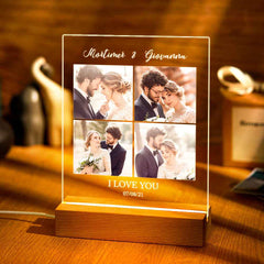 Personalized I Love You Acrylic Night Light with Pictures and Names