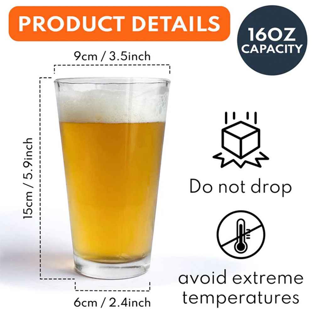 Personalized Beer Glass with Photo Portrait Character Action 16oz Beer Glass Gift for Him