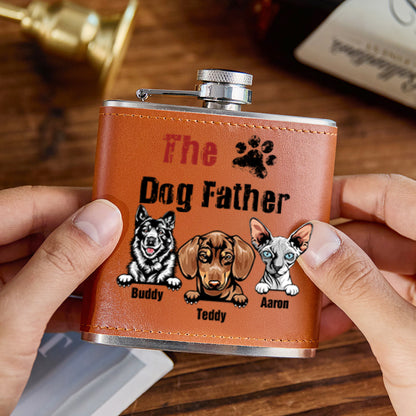Close-up of premium PU leather texture on personalised whisky flask — superior grip and insulation compared with bare metal