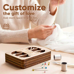 Personalized Wooden Needle Box Holder with Magnet Needle Storage Tool Gift for Craft Lovers