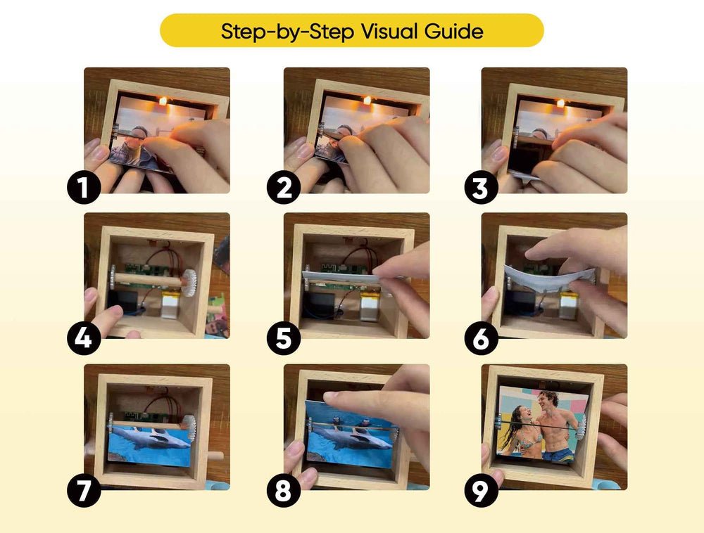 Custom Photo Flipbook Frame Animation Machine Hand-cranked Flipbook Box Photo Album with Light Anniversary Gifts
