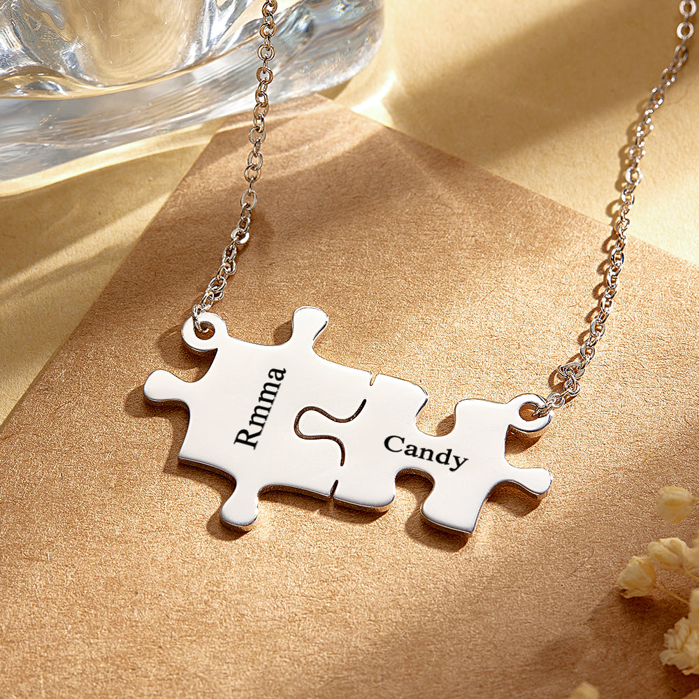 Personalised Name Puzzle Necklace - Custom Engraved Jewellery Gift for Her