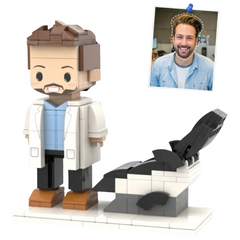 Personalised Head Custom Text Brick Figure with Medical Recliner Chair | Doctor's Day & Career Gift
