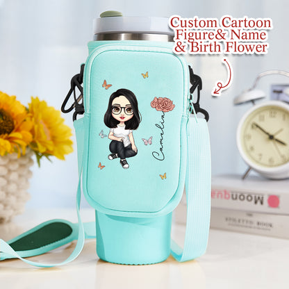 Military-grade waterproof seams and zip detail on personalised neoprene Stanley Cup carrier – protects against spills and condensation