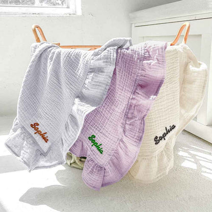 Personalized Baby Swaddle Blanket Custom Muslin Blanket with Embroidered Name Gift for Baby