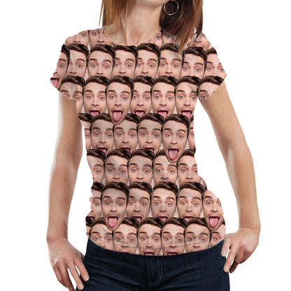 Collection of personalised unisex tees showcasing custom face printing — perfect for weddings, graduations and party favours