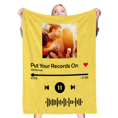 Personalised Scannable Music Code Fleece Blanket - Custom Photo & Text
