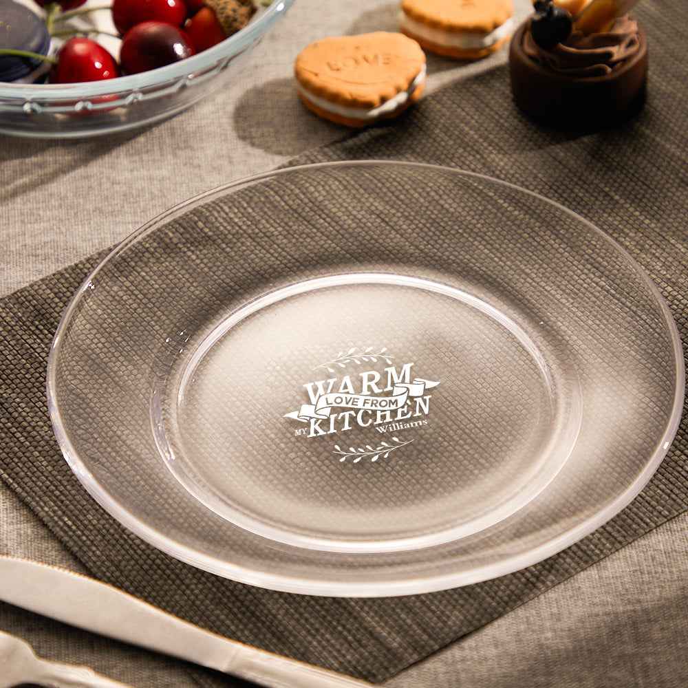 Custom Name Clear Glass Plate Love From Kitchen Tableware Plate