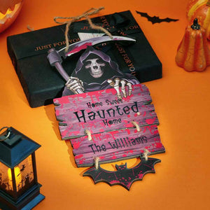 Personalized Death Scythe Ornaments Halloween Door Sign Home Decor for Halloween Gift