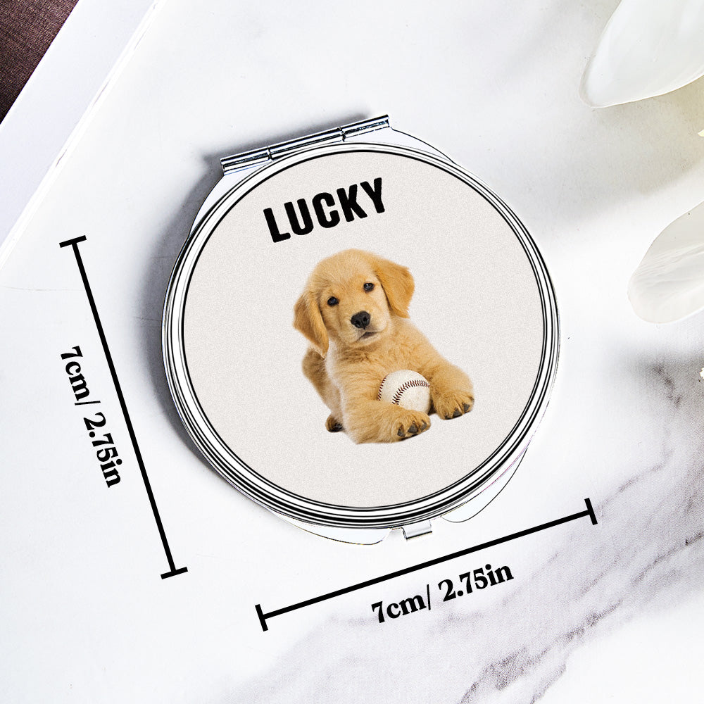 Personalised Pet Portrait Compact Mirror | Custom Travel Gift for Pet Lovers