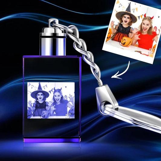 Personalised Photo Rectangle Crystal Keyring with LED Light