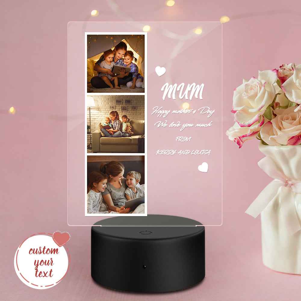 Personalized Photo and Name Acrylic Night Light Gift for Mum