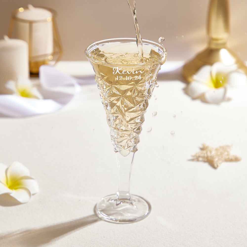 Personalized Engraved Crystal Champagne Flute Set Gifts for Newlyweds