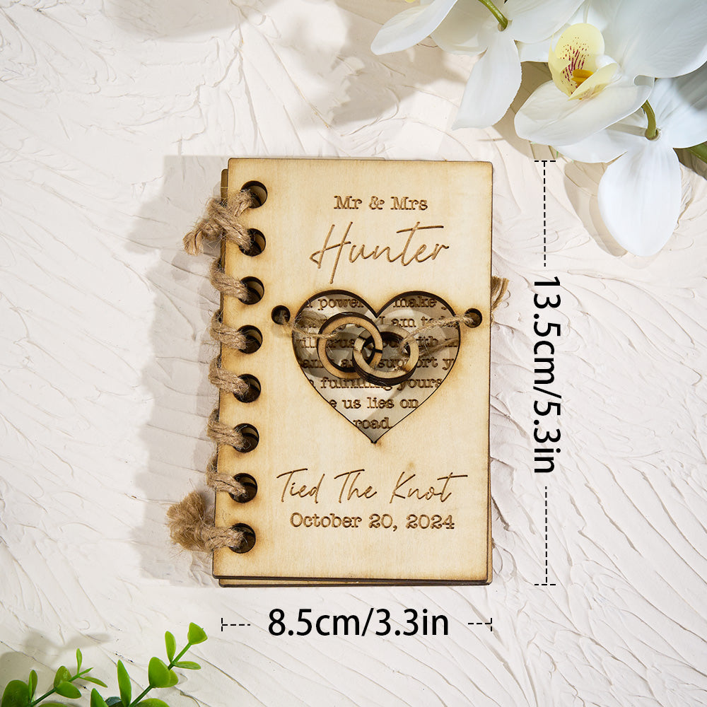 Personalised Wooden Wedding Vow Book - Handcrafted Keepsake Gift for Newlyweds