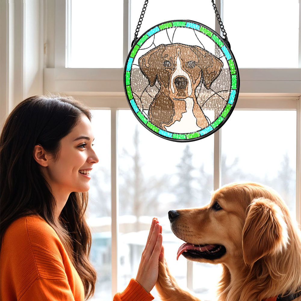 Personalised Pet Portrait Stained Glass Suncatcher Memorial Gift