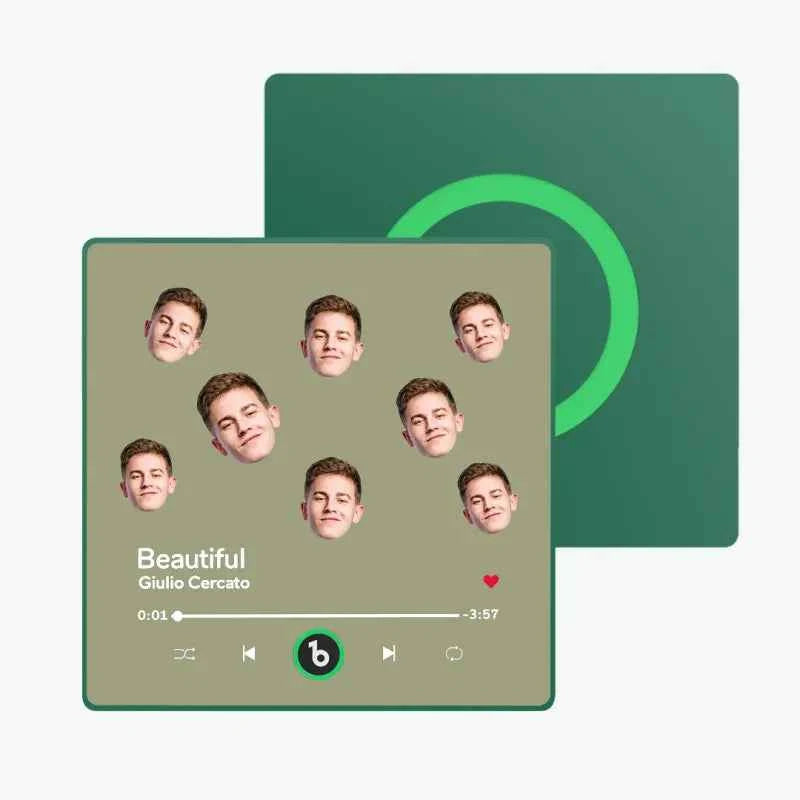 FridgeBeats Framed Custom Music Fridge Magnet Custom Face Colorful Album Fridge Magnet Music Wall Photo Sticker Gift for Couple