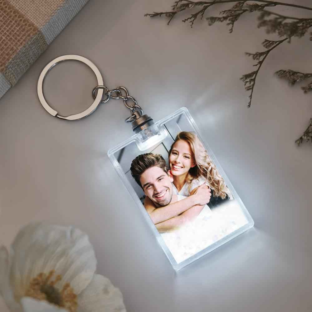 Custom Photo Illuminated Quicksand Keychain Personalized Flowing Sand Gift for Birthday Anniversary