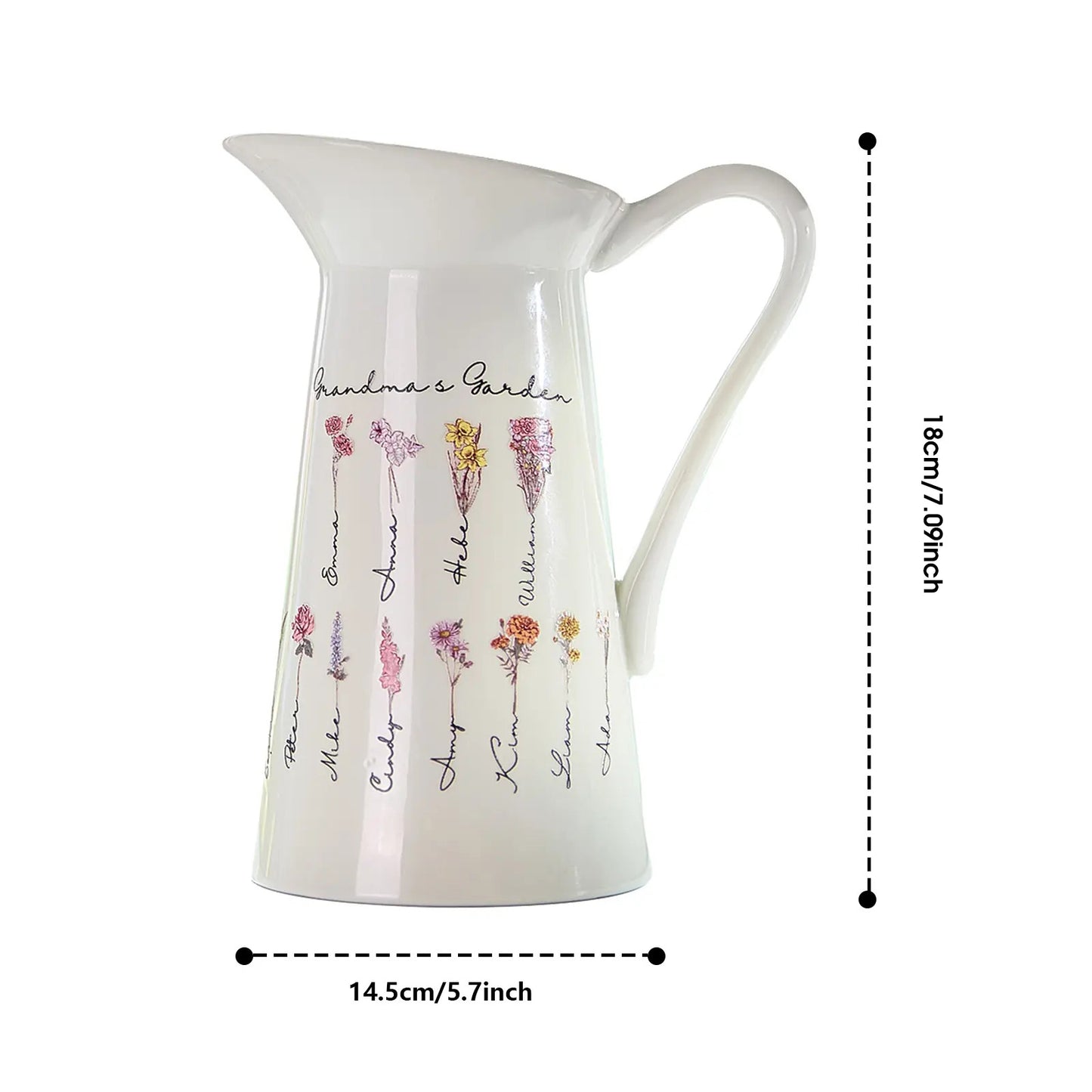 Personalised Birth Flower Ceramic Vase - Custom Home Decor Gift for Mum & Grandma