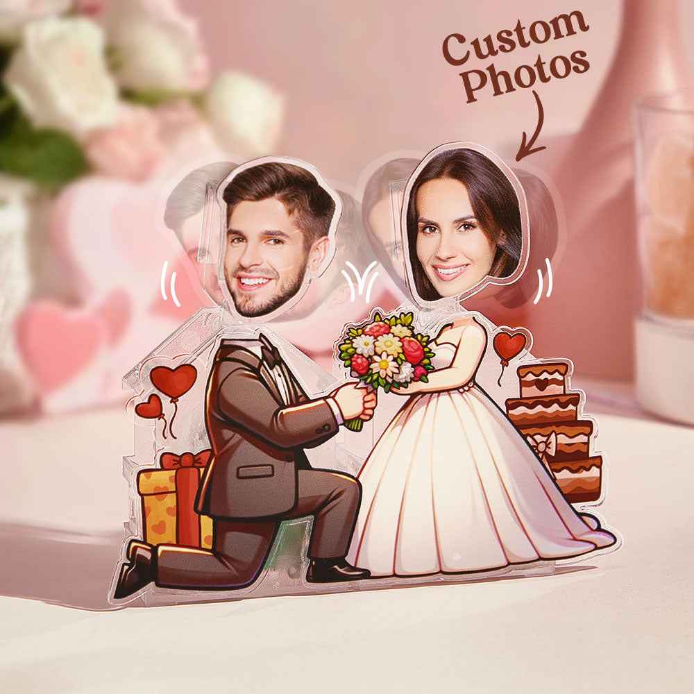 Personalized Face Shaking Head Standee Wedding Gift for Couple