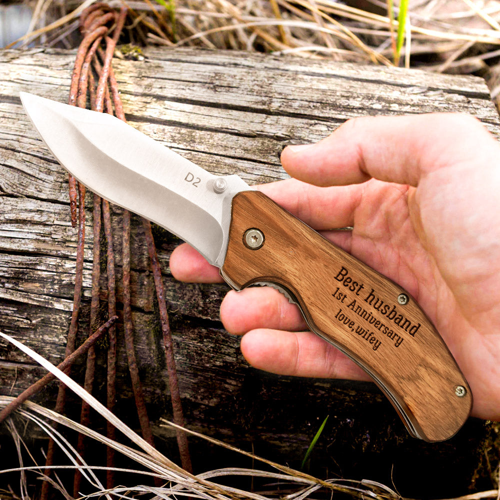 Personalised Engraved Pocket Knife - Stainless Steel Folding Knife Gift for Men