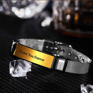 Personalized Engraved Text Black Bracelet