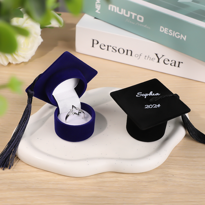 Personalised Graduation Cap Ring Box Class of 2024 - Engraved Graduate Gift