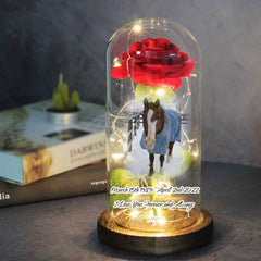 Custom Photo Text Eternal Rose Flower LED Night Light In Glass Dome