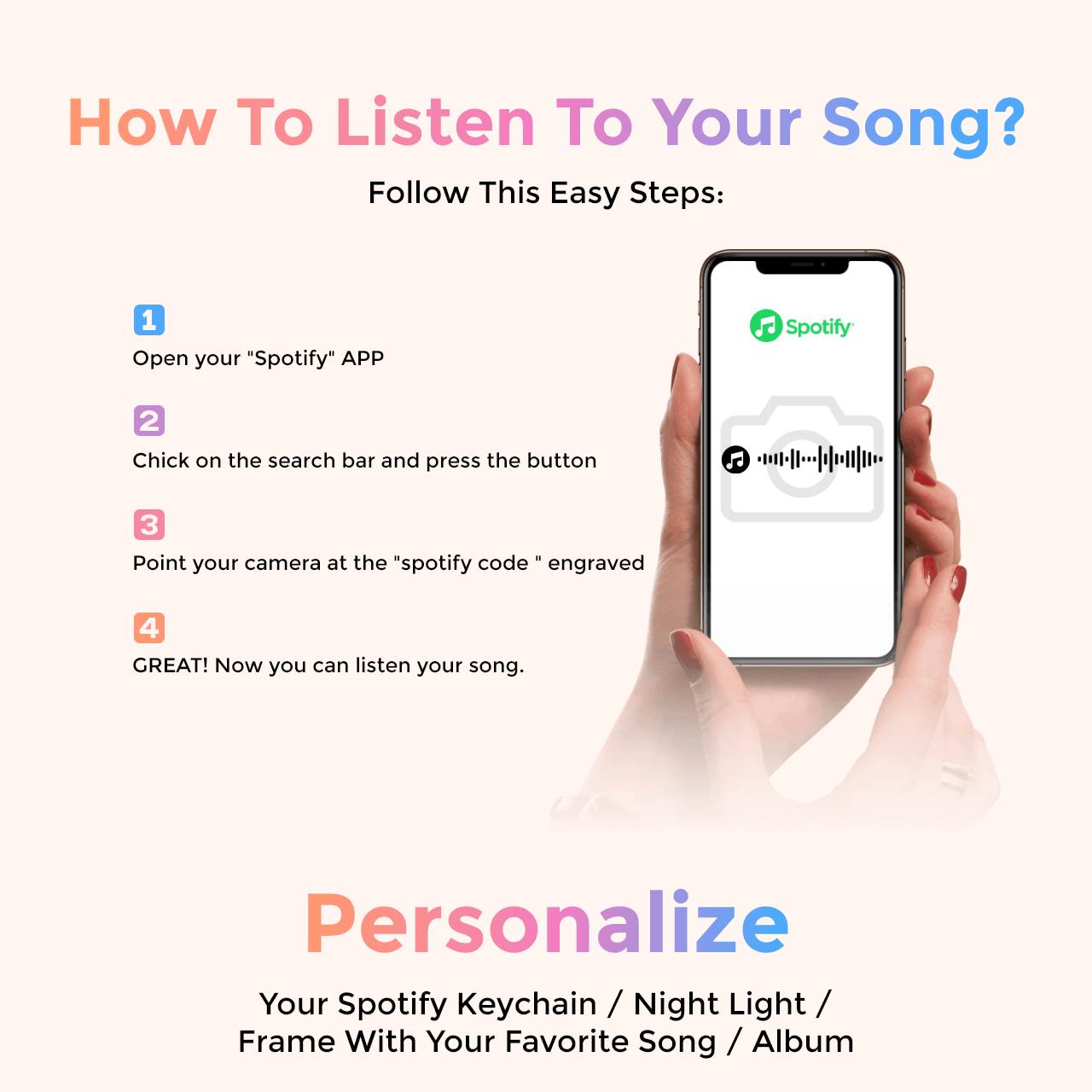 Front view of personalised photo music code keyring displaying a family photo and embedded scannable music code — perfect Mother’s Day or birthday keepsake