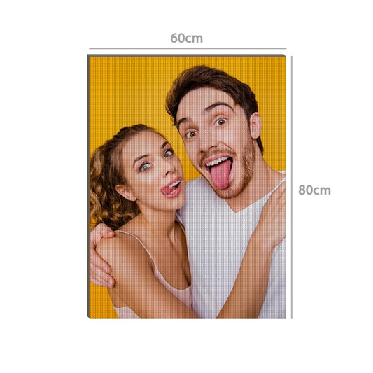 Personalised 5D Diamond Painting Kit – custom photo portrait on adhesive canvas showcasing sparkling diamond art finish