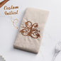 Personalised linen napkin with embroidered monogram on natural linen, 20in x 20in (50cm x 50cm) — elegant wedding gift for her