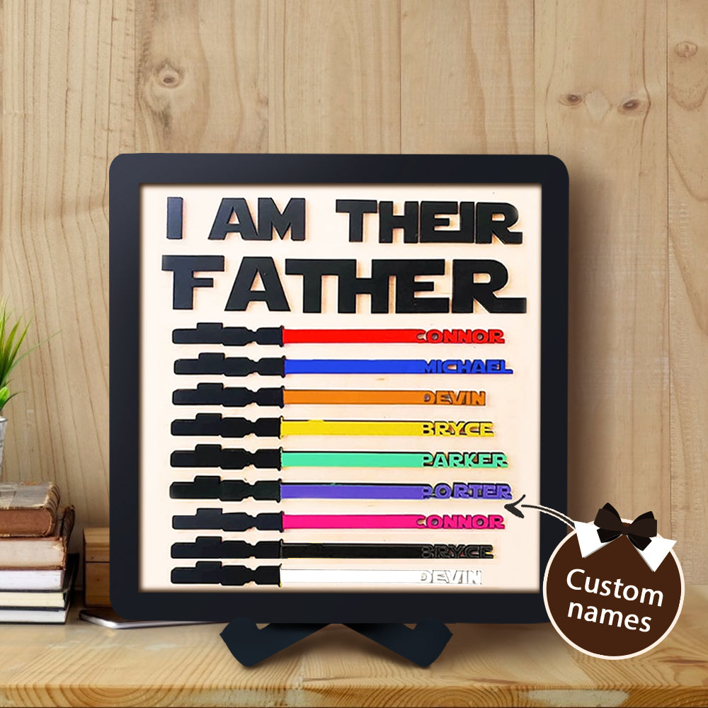 Custom Name Lightsaber Sign - Personalised Father's Day Gift with Wooden Plaque