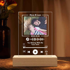 Custom Glass Code Plaque Music Keychain/Plaque 7 Color Night Light Gift For Anniversary