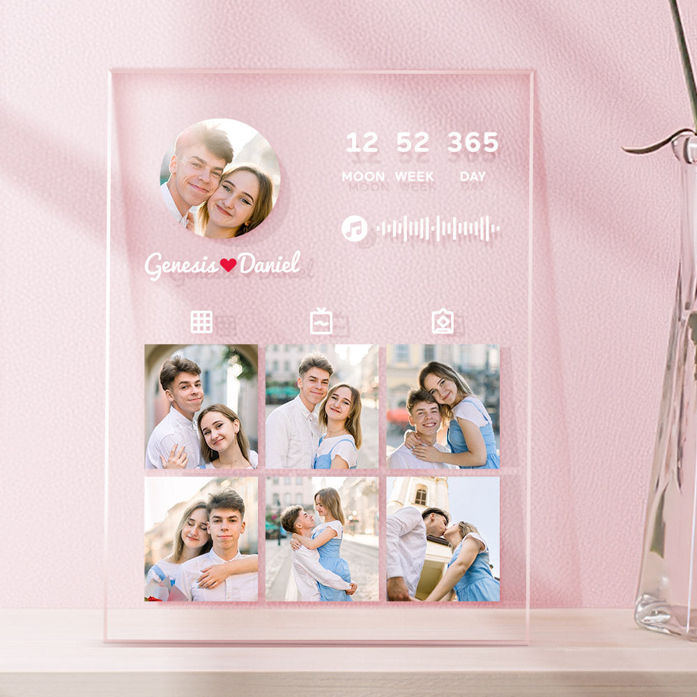 Personalised Music Photo Plaque - Custom Acrylic Anniversary Gift with QR Audio